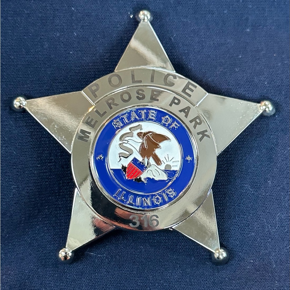 Silver Melrose Park Police Badge collectors replica